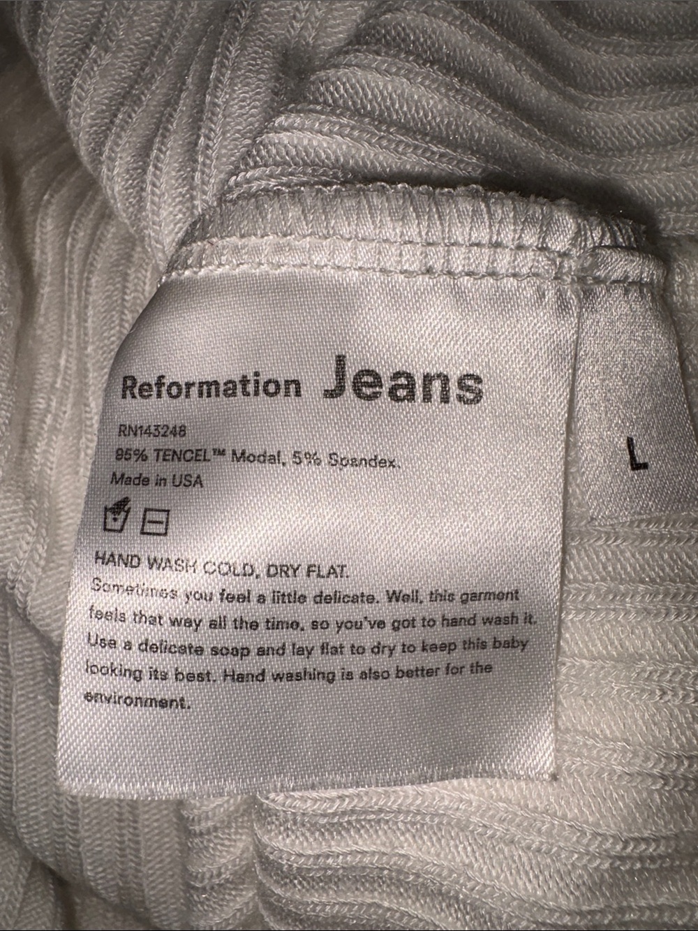 Reformation Jeans White Ribbed Knit Short Sleeve Polo Top - Size L - Picture 6 of 9